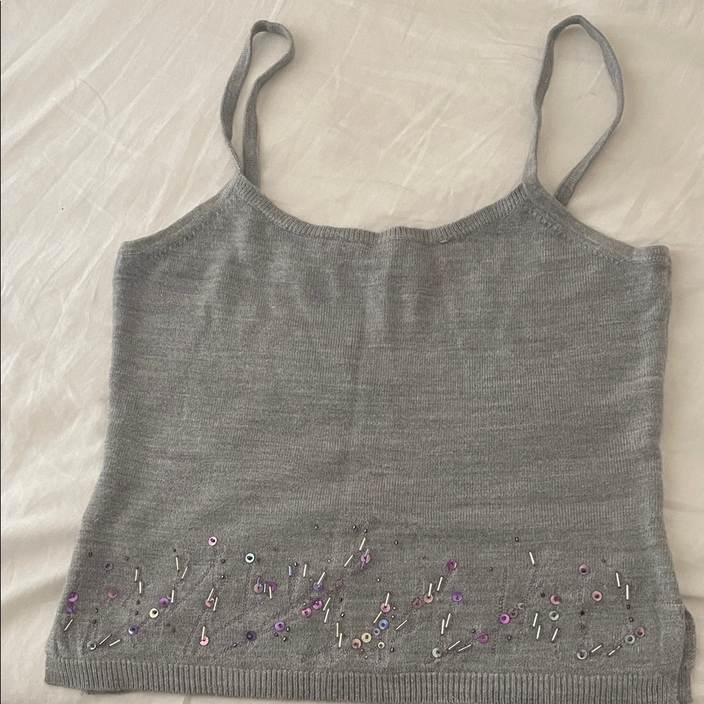 BCBG Gray Camisole with Purple Accents